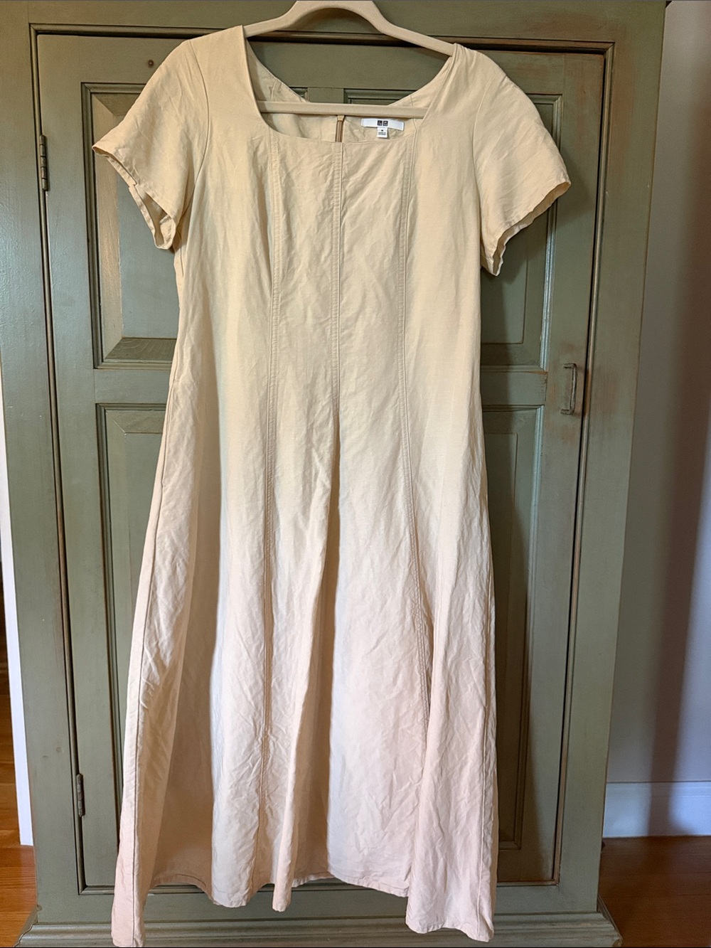 Cream Short-Sleeve A-Line Dress